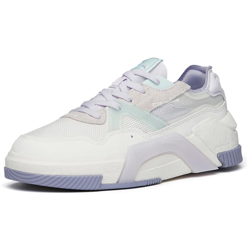 Anta Life Collection PRO Non-slip Lightweight Low-Top Skateboard Shoes Women's White Purple Sneakers 122228071-3
