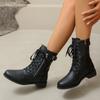 Women Ankle Boots Mid Heels Leather Shoes 2025 Winter Trend New Retro Chelsea Casual Shoes Fashion Motorcycle Chunky Botas Mujer