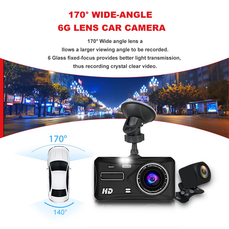 2 Lens Dashcam Car DVR 1080P 4.0 Inch IPS Screen Night Vision Touch 6M Rear View Camera Video Recorder Car Dashcam Teyes Rear View Camera