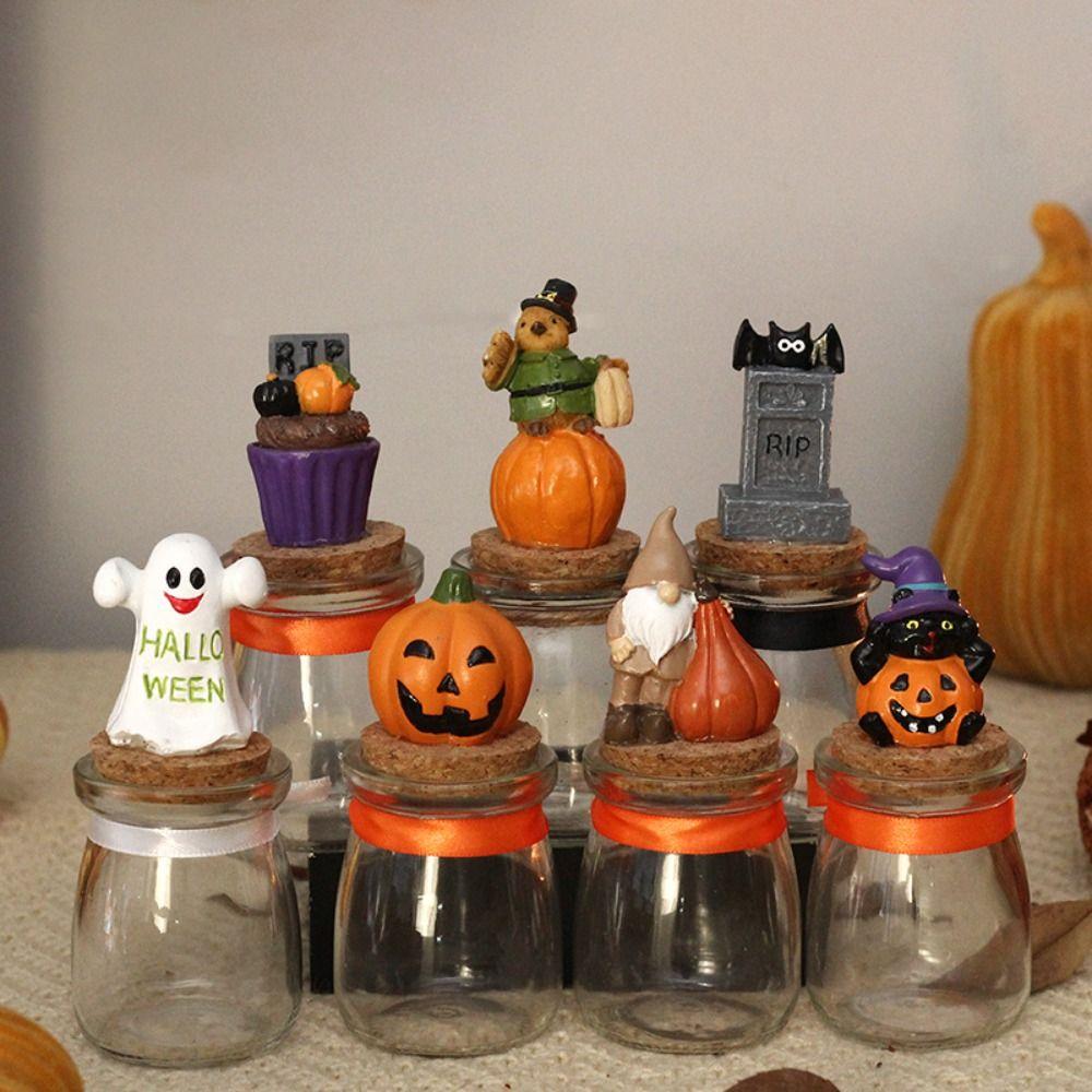 

Resin Halloween Message Jar Cartoon Glass Bottle Storage Can Halloween Candy Can Kids