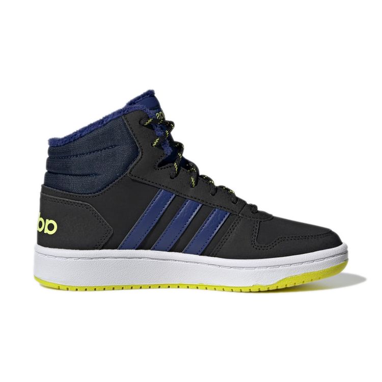 Adidas Neo Hoops 2.0 Durable Shock Absorption Mid-Top Basketball Shoes Kids Sneakers Blue Black GZ7797