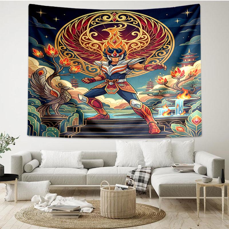 Saint Seiya Print Tapestry - Portable Wall Decor Cloth, for Home, Dorm, Travel, Bedroom, Living Room - Ideal Birthday Housewarming Gift