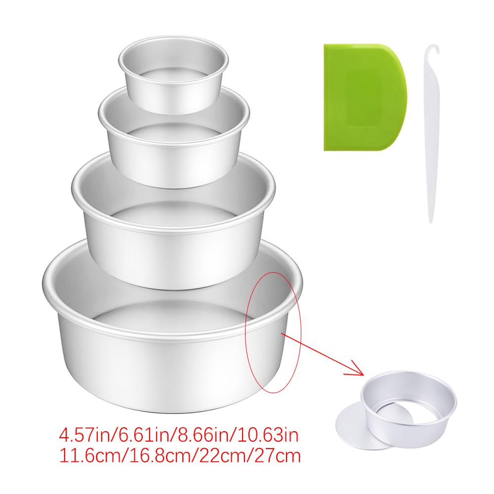Anodized Aluminum Set 4/6/8/10 Inch Fixed/Removable Bottom Mold Round Chiffon/Angel Baking Cheesecake Tin 0059