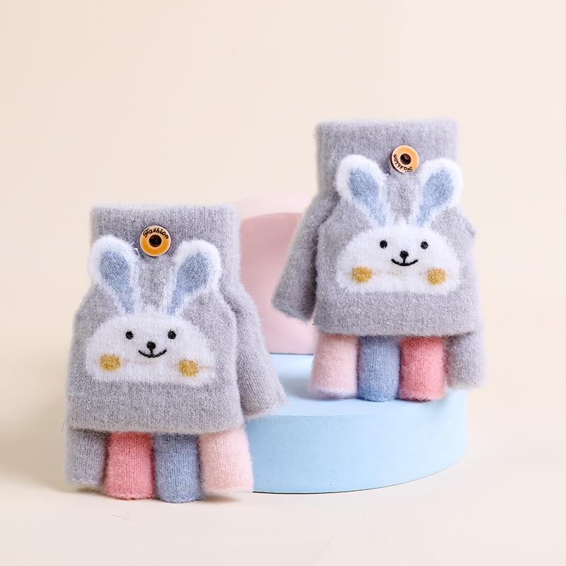 

Детские перчатки с откидным верхом для детей 5-10 лет - Толстые, теплые, двойного назначения, подходят для мальчиков и девочек осенью и зимой One size