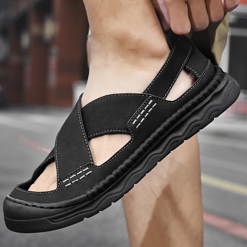 Summer Men Sandals Genuine Leather Mens Casual Shoes Outdoor Men Leather Sandals for Men Beach Shoes Roman mens Shoes