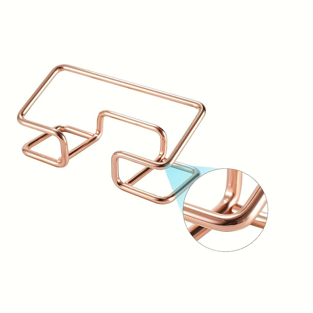 1pc Simple Iron Office Desktop Business Card Storage Box (Gold, Rose Gold, Black, Silvery)