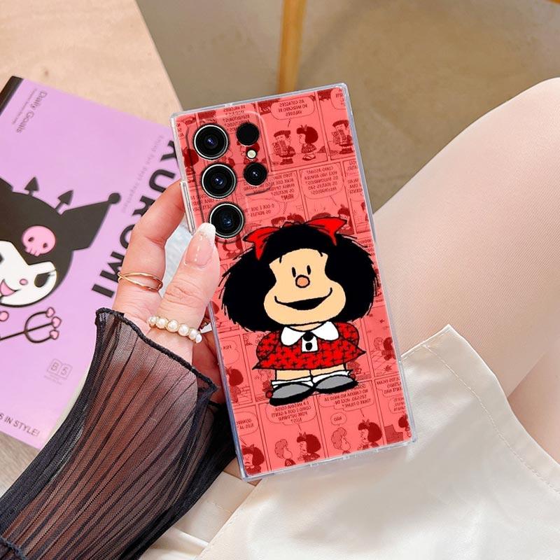 Mafalda Cartoon Girl Transparent Case For Samsung Galaxy S26 S25 Ultra S24 S22 S26 Plus S20 S23 S21 S25 FE 5G Clear Back Cover
