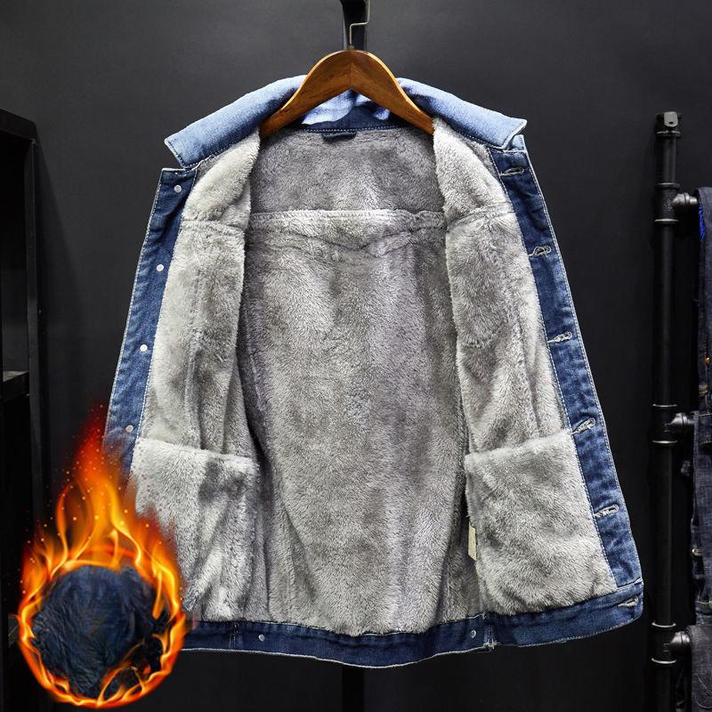 Pluche Verdikte Denim Jassen Heren Mode Winter Casual Effen Klassiek Losse Jeans Jassen Mannelijke Merk Kleding Heren Jassen