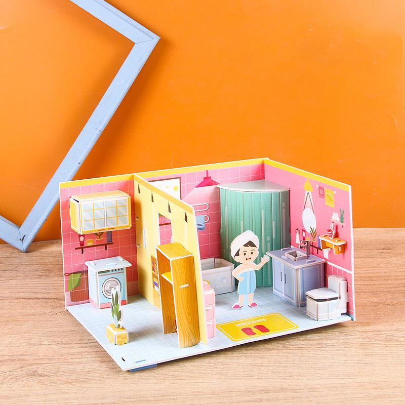 3D Stereo Puzzle Kitchen Bedroom Living Room Bathroom Model Handmade Craft Diy Educational Toys Gift For Children Christmas Gift