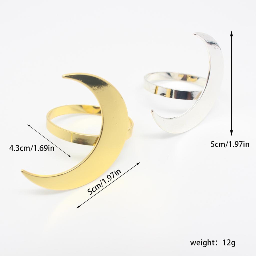 Custom Moon-shaped Napkin Rings Gold & Silver, Ideal for Ramadan, Weddings & Festivals, Table Decor & Eid Tableware