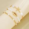 Fashion Bohemian Starfish Shell Design Anklet Set for Women Summer Ocean Element Multi-Layer Faux Pearl Anklets Beach Jewelry