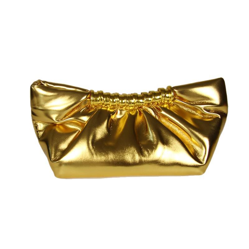 Leia Pleated Metal Dumpling Bag - Luxury Evening Shoulder Bag for Women