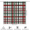 Green Red Striped Shower Curtain For Bathroom Decor Plaid Bath Mat Set With Hook Rings (180 X 180Cm)