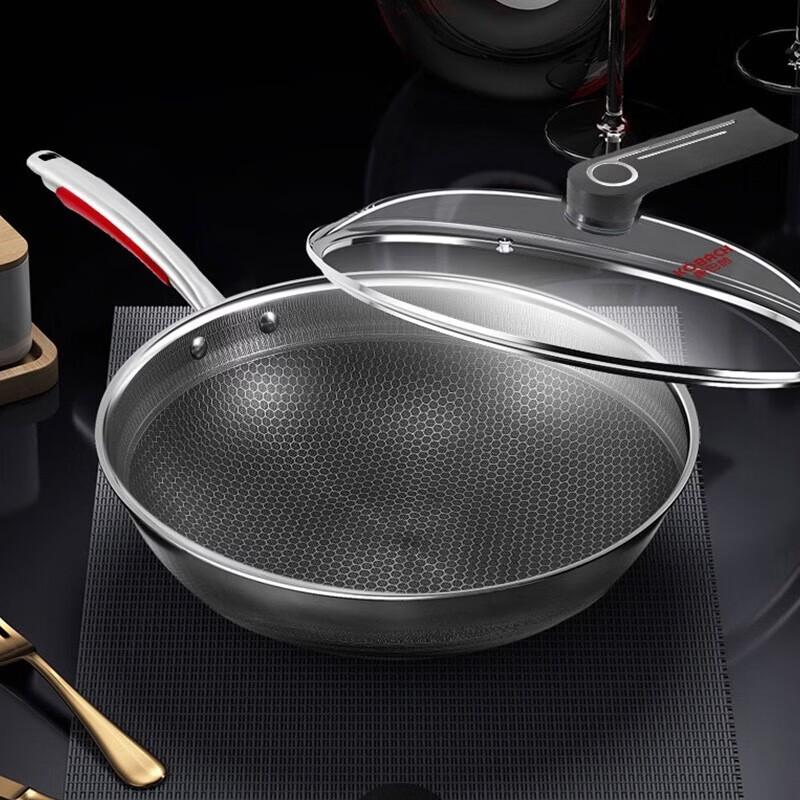 KOBACH 30CM 304 Stainless Steel Honeycomb Wok