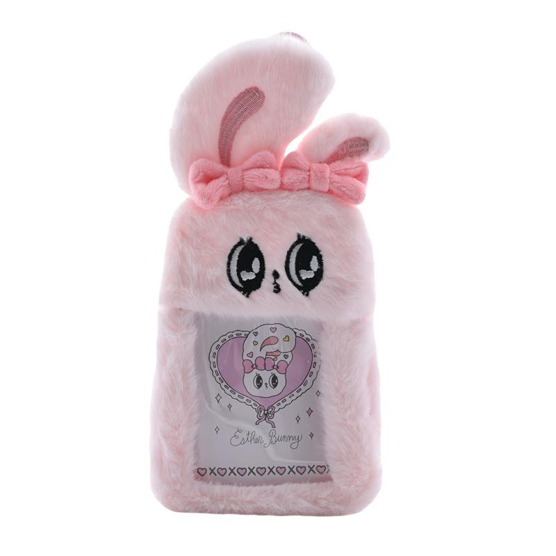 Cute Long-Eared Rabbit Plush Id Card Holder Photocard Holder Idol 3 Inches Photo Display Storage Cover Keychain Bag Pendant Gift