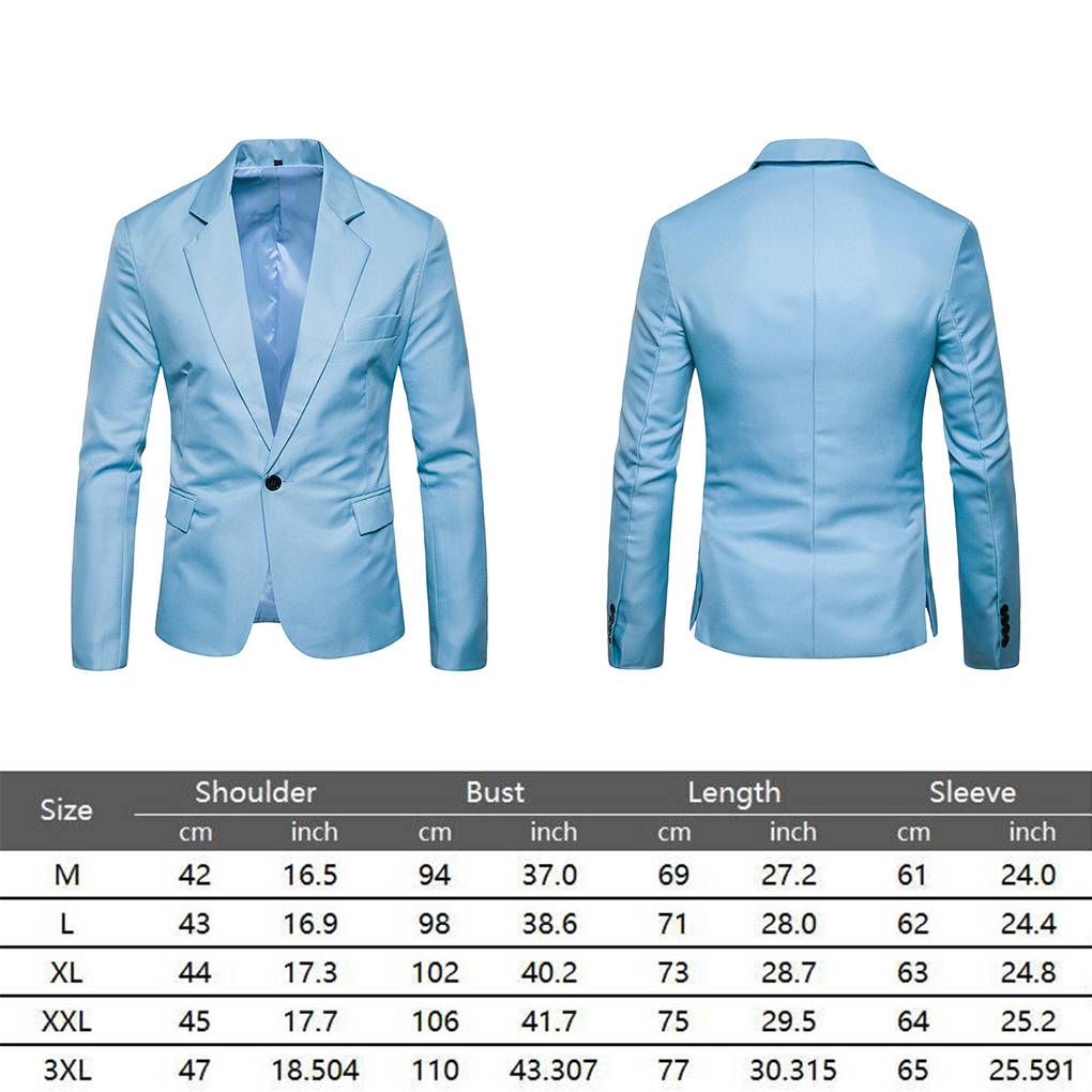 Classic Men's Solid Pattern One Button Suit Slim Fit Coat Jacket Casual Tops