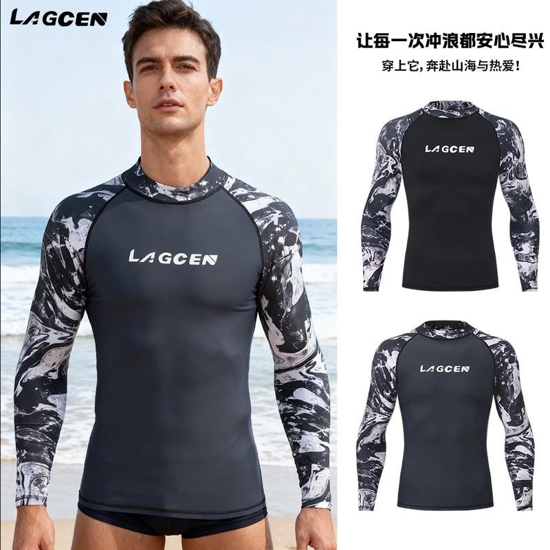 Mens UV Protection Rash Guard Long Sleeve Swimwear Diving Snorkeling Surfing Water Sports Quick Dry Nylon