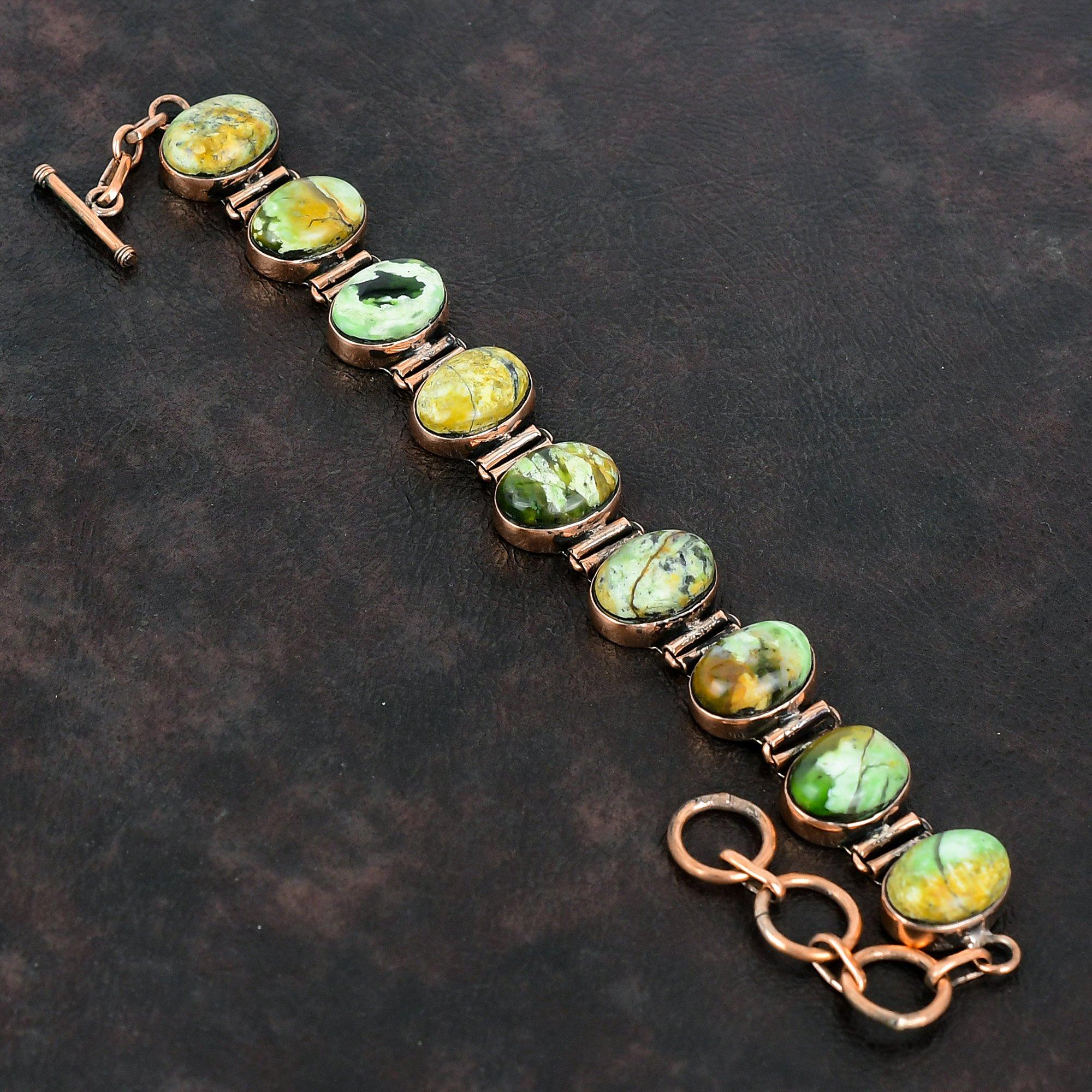 

Australian Chrome Chalcedony Bracelet Copper Bracelet Adjustable Chain Bracelet Handmade Bracelet Copper Jewelry Gemstone Bracelet For Gifts Adjustable