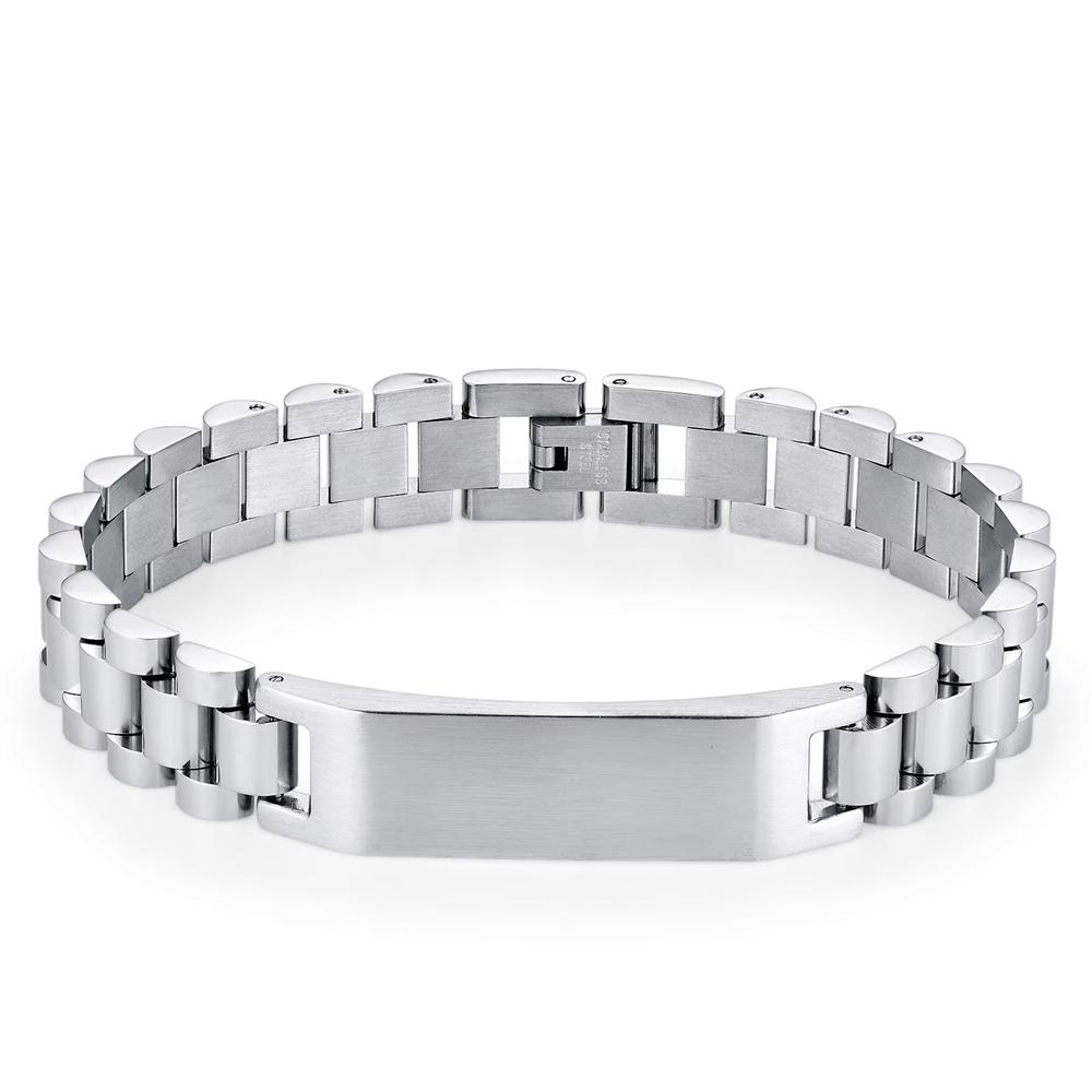 Pulsera de Cadena de Eslabones para Hombre de Acero Inoxidable Hipoalergénico Impermeable Anti Manchas con Logo Personalizado Joyería Fina Geométrica de Moda