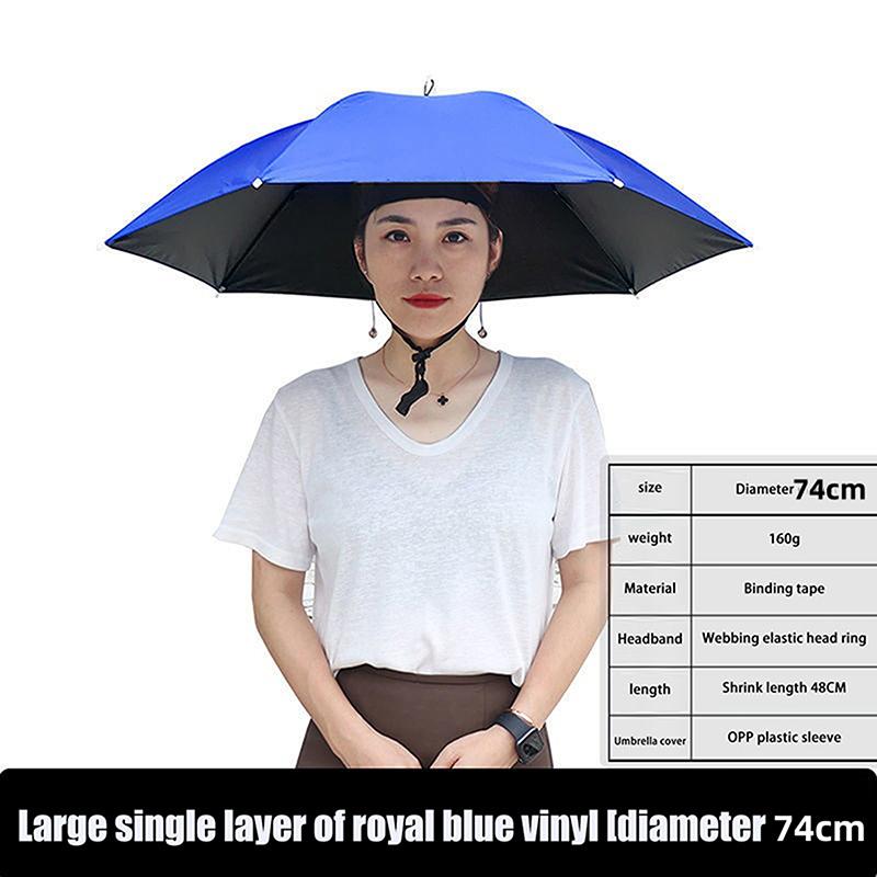 

1 шт. Головной убор от дождя Шапка-зонт для головы с эластичной лентой Водонепроницаемая солнцезащитная шляпа-зонт для кемпинга, пеших прогулок