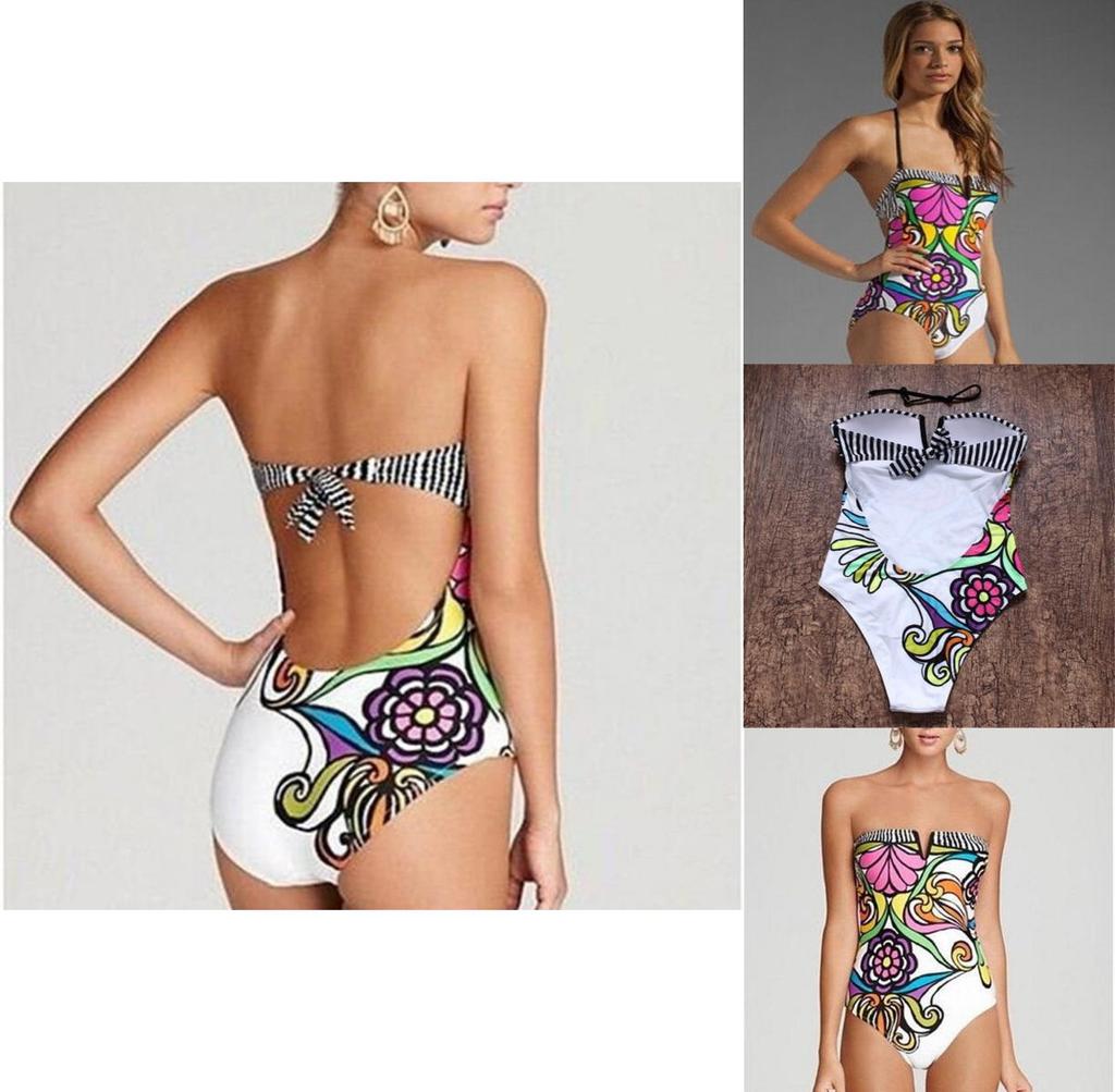 Bohemian Vintage Floral Printed One Piece Bathing Bikini Suit For Stylish Women