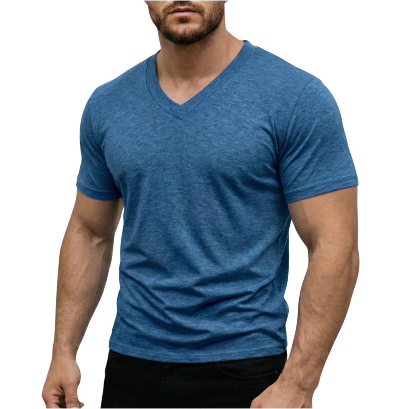 

Men’s Lightweight V Neck Short Sleeve T Shirt Soft Breathable Stretch Casual Athletic Top for Everyday Wear XL