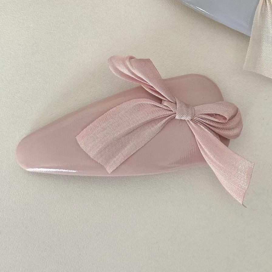 Sweet Mesh Bow Leather Hair Clip Water Droplet BB Clip Break Clip Bangs Side Clip Gentle Temperament Hair Accessory for Women