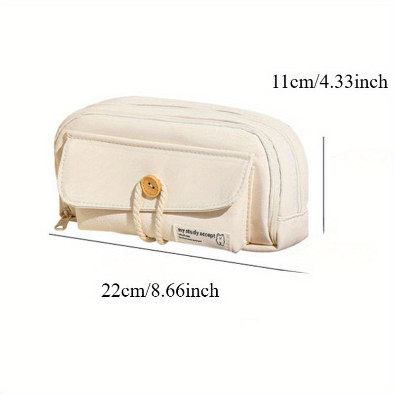 Student Cute Pencil Bag Button Cotton Cord Cloth Stationery Bag School Supplies Large Capacity Storage Bag DIY Children Pen Case