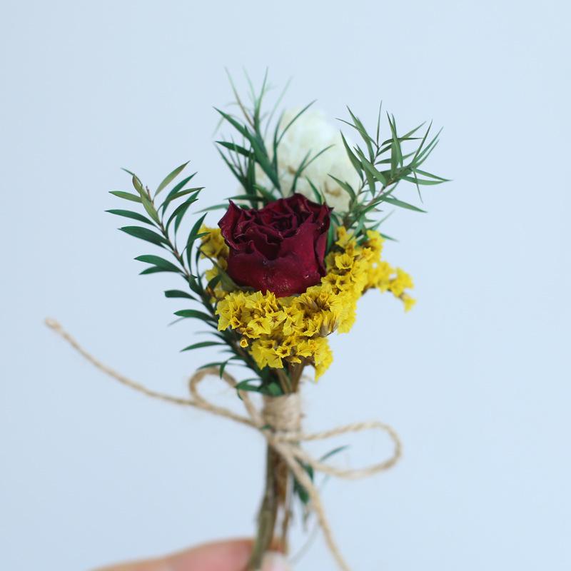 12cm Preserved Flower Boutonniere: Mini Bouquet for Bride, Bridesmaid, Wedding, Gift Box, Party Favor Decoration