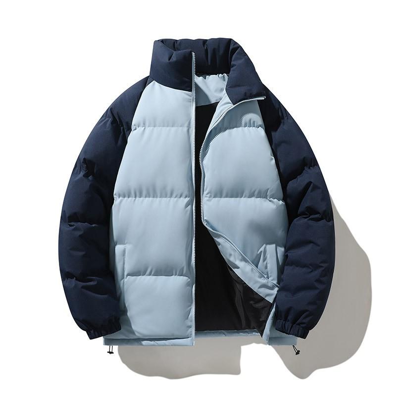Unisex Winter Puffer Jacket Warm Cotton Coat Men Women Solid Color Casual Outerwear With Stand Collar