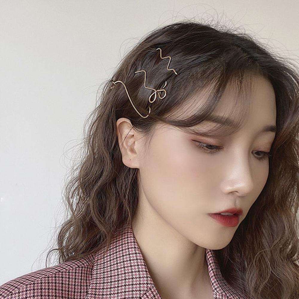 Elegant New Geometric Women Sweet Hair Side Clip Zinc Zinc Alloy Hairpin Bobby Pin Wave Flower Hair Clips