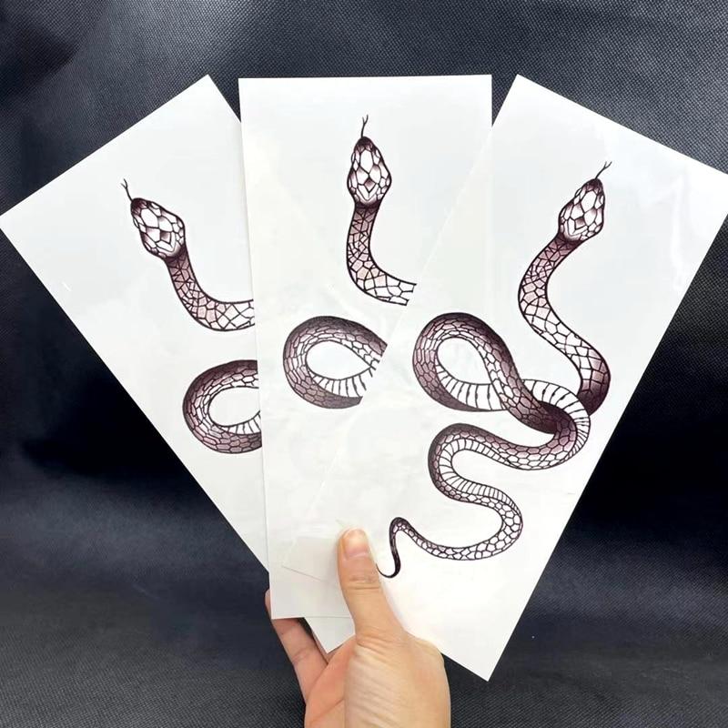 Big Size Black Snake Temporary Tattoo Stickers For Women Men Body Waist Waterproof Fake Tattoo Dark Wine Snake Tattoo