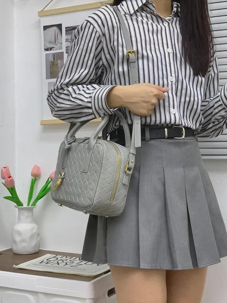 2024 Γνήσιο Δέρμα Γυναικεία Χειροποίητη Μικρή Τετράγωνη Τσάντα Κουτί - Τσάντα Χειρός, Ώμου, Messenger, Εργασίας και Στυλ Boston