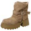 Retro Thick Heel Martin Boots Versatile Platform Short Boots Women's Autumn and Winter Design Sense Fashion British Style Belt Buckle Fashion Boots