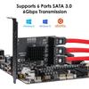 MZHOU PCI Express Erweiterungskarte 6-Port SATA-Karte 6 Gbit/s SATA mit Kühlkörper und SATA-Kabel Erweiterungskarte PCI Express x1 X4 X8 X16 für Windows Mac