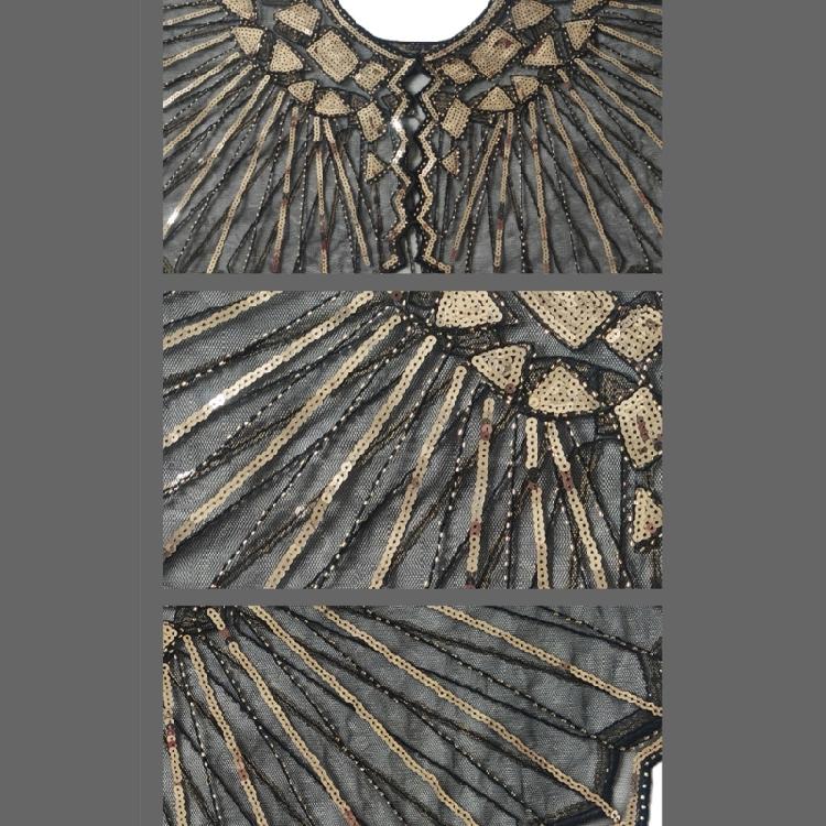 Delicate Sequins Adorned Capelet Shoulder Wrap Breathable Mesh Fabric Scarf Shawl With Intricated Beadwork Design