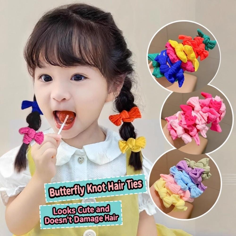 10pcs Soft Elastic Children Bowknot Hair Ties High Elasticity Bow Hair Scrunchies For Little Girls