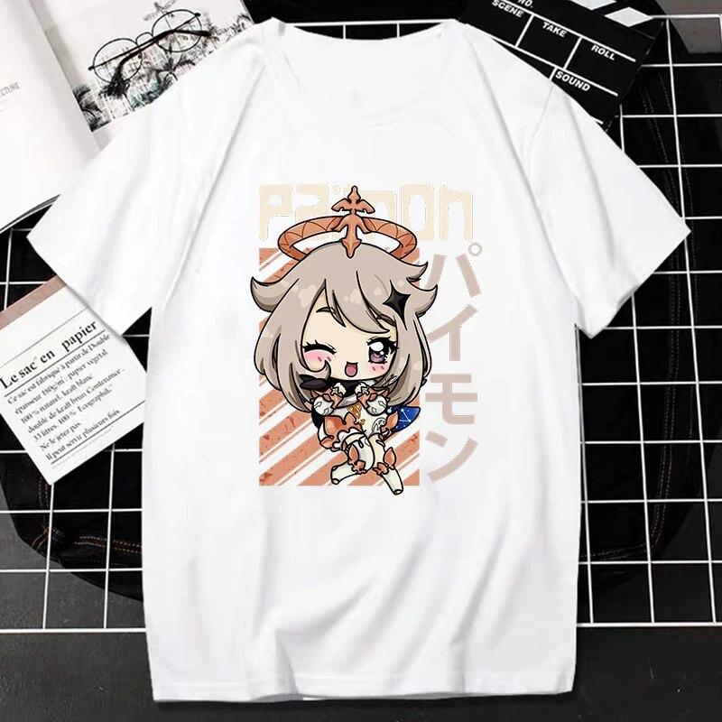 Genshin Impact TShirt Kawaii Games Character Cartoon Graphic Tops Women Harajuku Fashion Streetwear Casual Oversized Camisetas