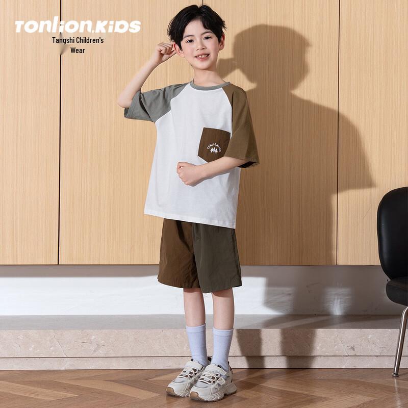 Tang Shi Girls  Summer Color-Block T-Shirt  Shorts Set 160
