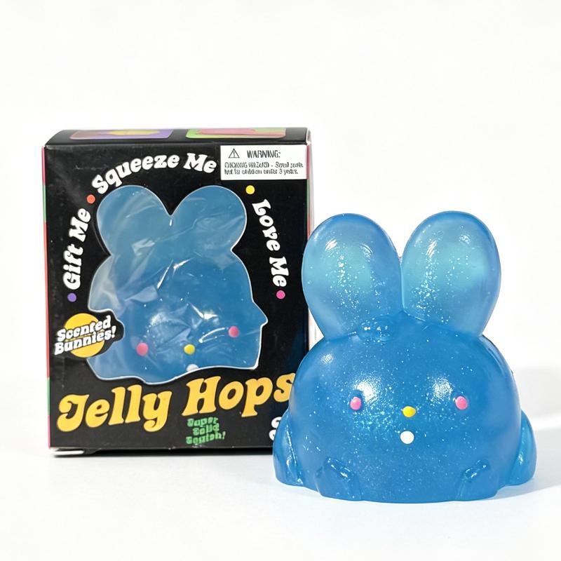 Needoh Jelly Hops Glitter Rabbit Tpr Squeeze Ball Safety Colorful Knead Anxiety Relief Adhd Fidget Toy Desktop Healing Ornament