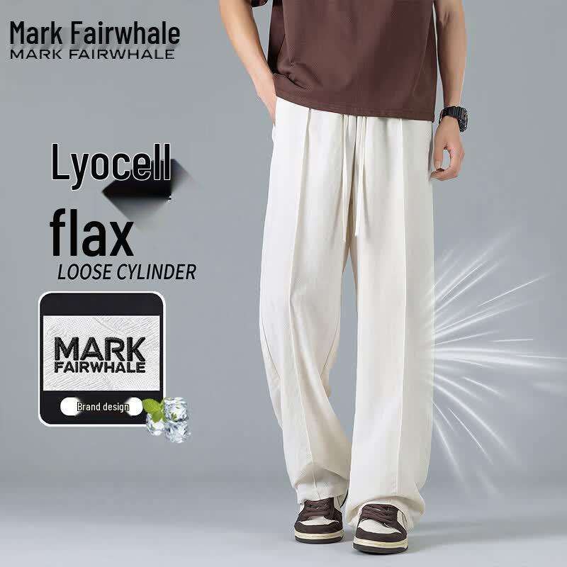 Mark Fairwhale Men s Tencel Linen Blend Straight Leg Casual Pants 4XL