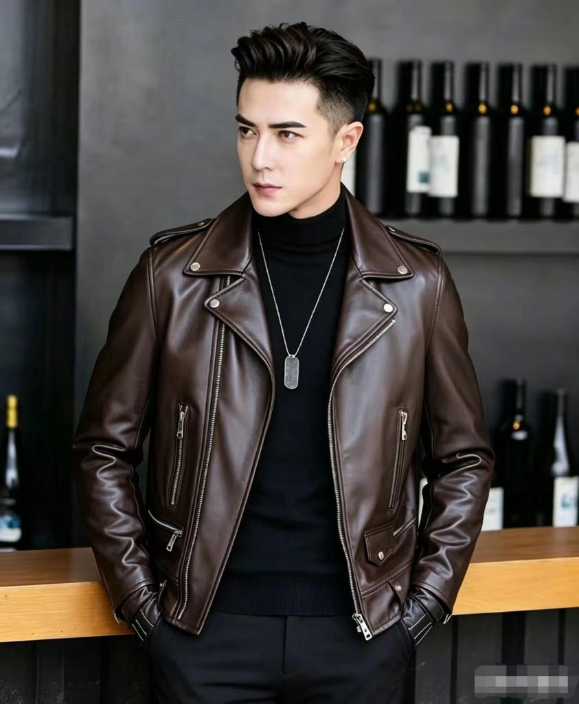 Autumn and winter men's leather jacket locomotive clothing handsome sheepskin new leather jacket European and American large size coat