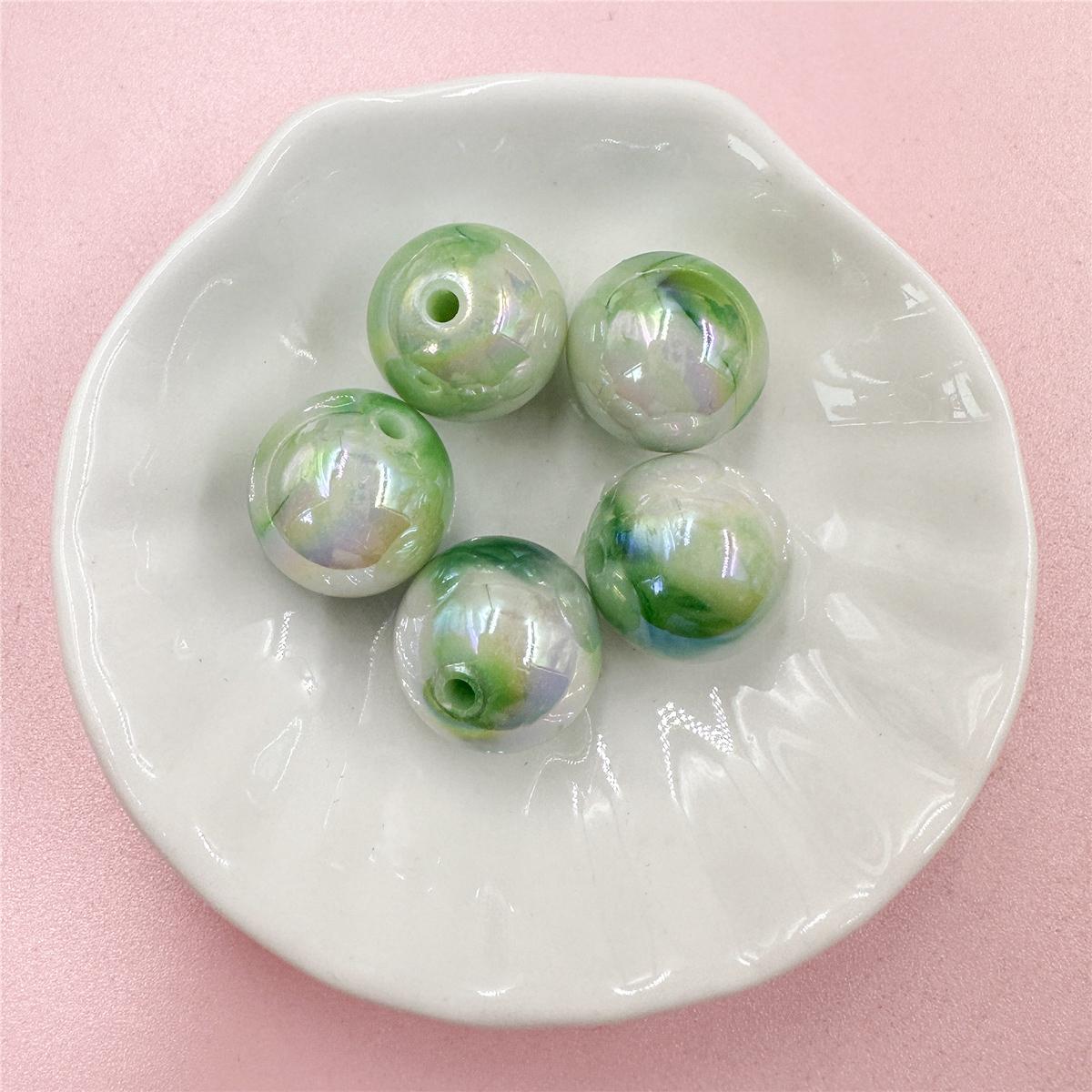 

16 мм 5 шт., круглые бусины с УФ-градиентом Halo, крашение, серьги «сделай сам», цепочка для телефона, материалы ручной работы, ювелирные аксессуары зелёный