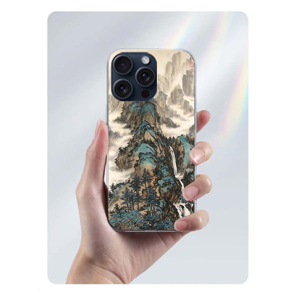 

Chinese Style ink Painting Art Clear Phone Case For Iphone 17 Air 16 Pro Max 15 Pro 14 Plus 17E 16E 11 13 12 Mini Cover Cases Fu iPhone 15