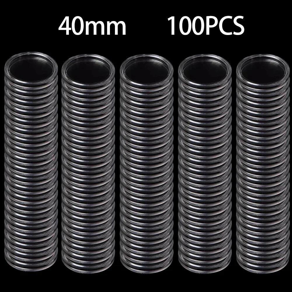100pcs 25-39mm Transparent Plastic Coin Holder Coin Collecting Box Case For Coins Storage Capsules Protection Boxes Container