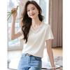 Mohan Yimei Women's V-Neck Embroidered T-Shirt