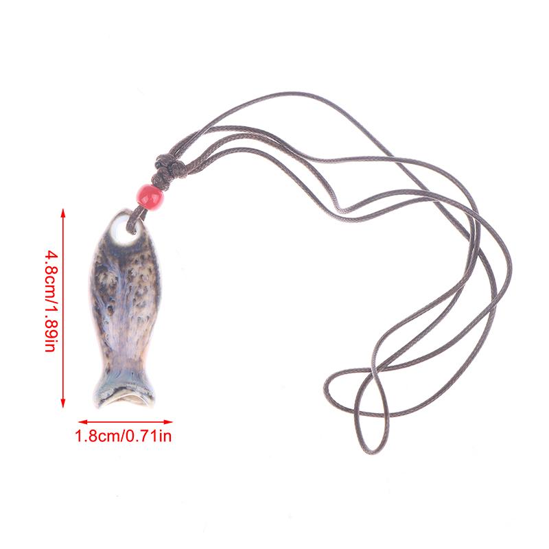 Chinese Stijl Keramische Visfluit Kettingen Hanger Gladde Handgemaakte Fluit Delicieuze Bedel Ketting Unisex Trui Ketting