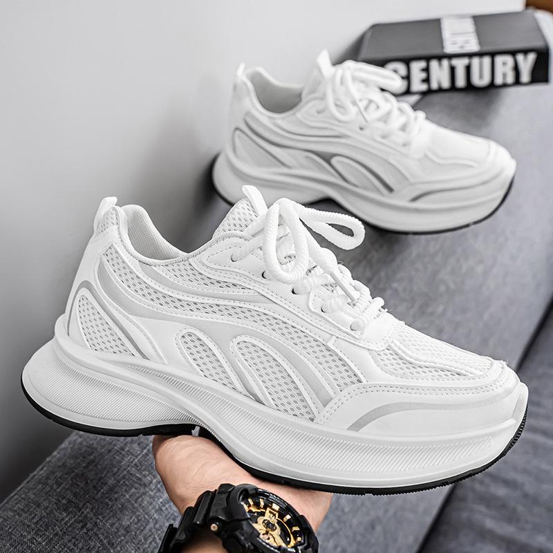 Trendy Brand Men's Shoes 2025 Summer New Mesh Shoes Breathable Thick Sole Heightening Dad Shoes Versatile Sports and Leisure Shoes