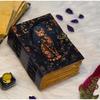 Handmade Vintage Cat Journal – Leather Notebook with Floral Cat Art & Aged Deckle Edge Pages – Witchy Grimoire Journal - Book of Shadows