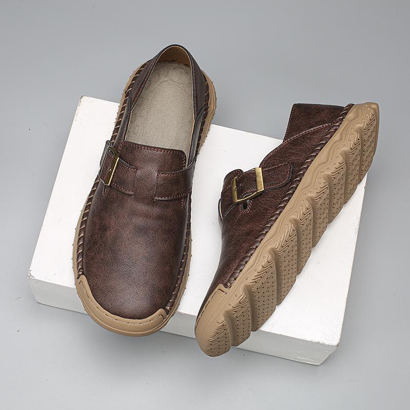 Fashion Leisure Walk Mens Loafers Fashion Slip on Flats Handmade Leather Casual Shoes Simple Moccasin Comfy Driving Footwear Boat Shoes
